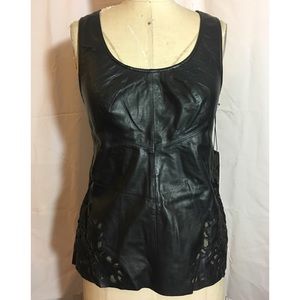 Real Leather top with floral cut out details